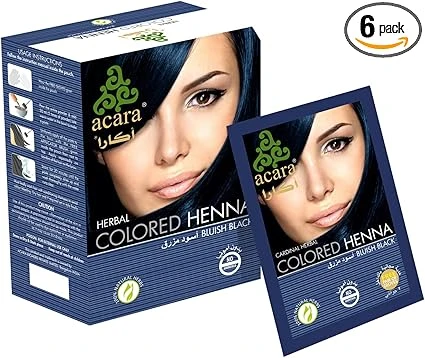 اكارا حنة اسود مزرق 6 اكياس #