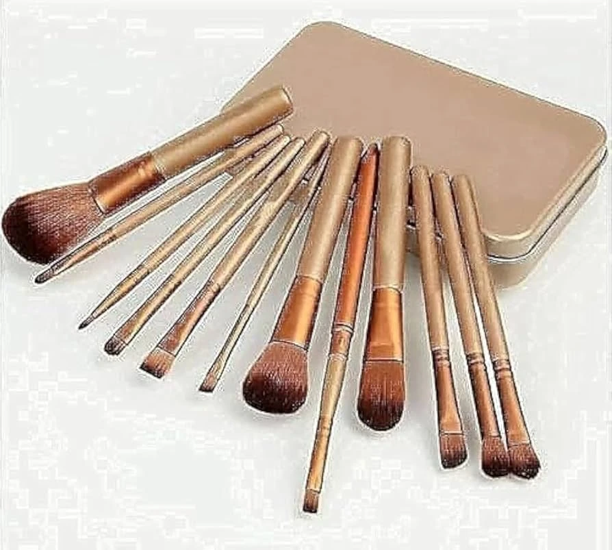 طقم فرش مكياج صفيح انواع علبة 12 قطعة##